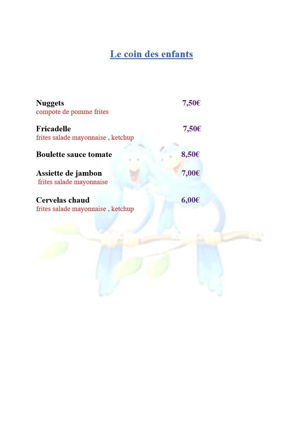L'Oiseau Bleu Brasserie-Restaurant menu 6